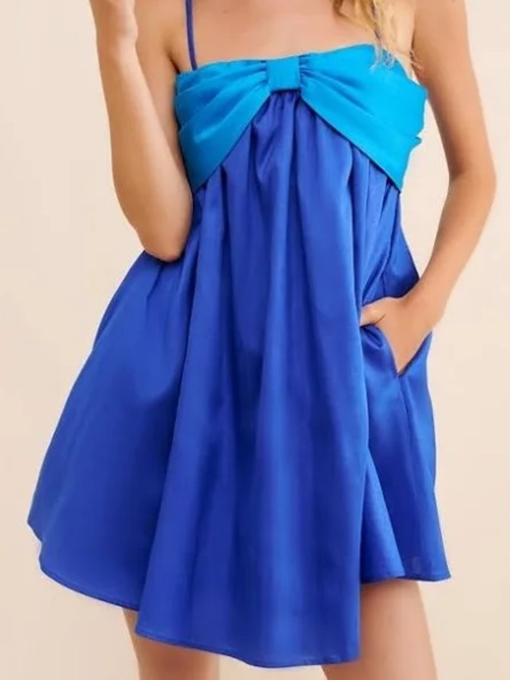 Anthropologie Hutch Blue Bow Mini Dress S